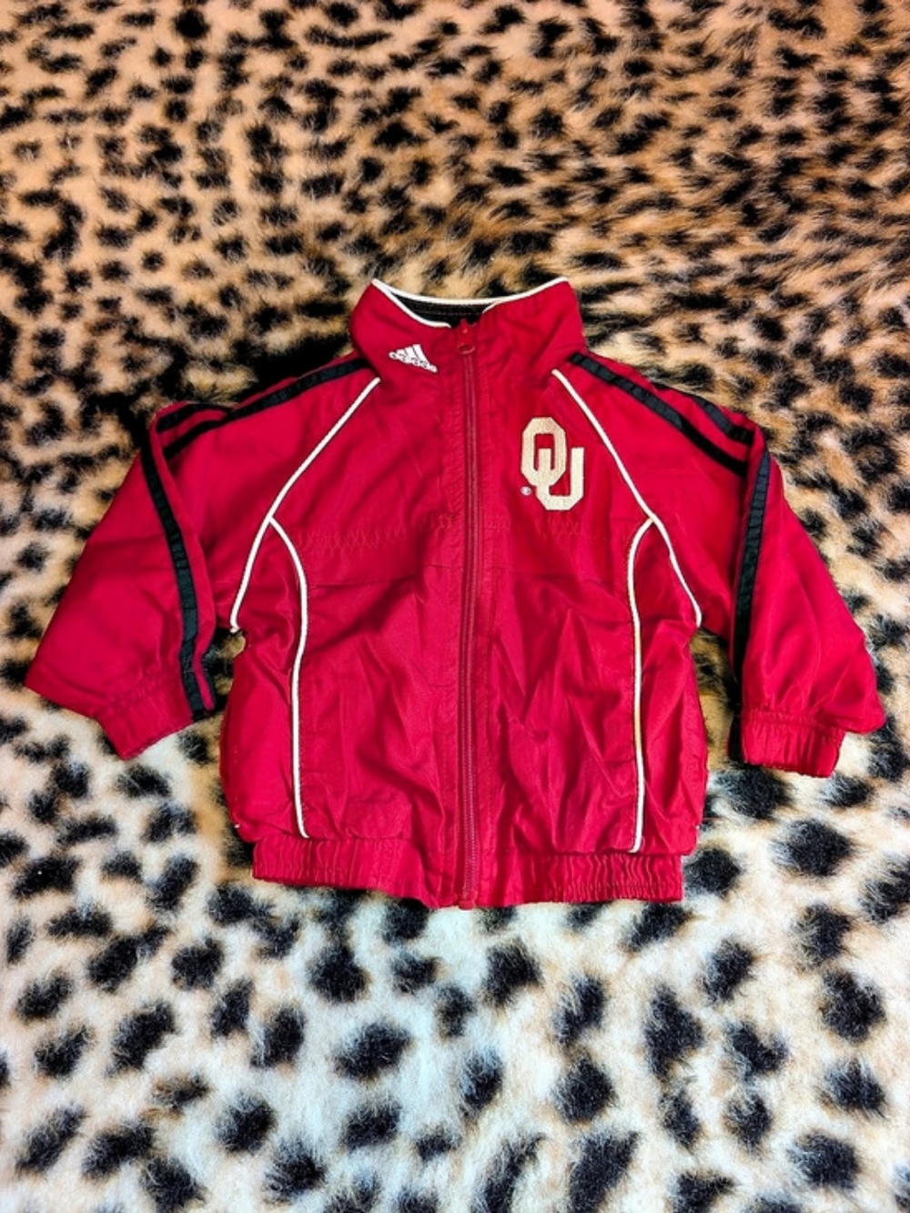 adidas Oklahoma Sooners Full Zip Track Jacket Red & White 18 Months